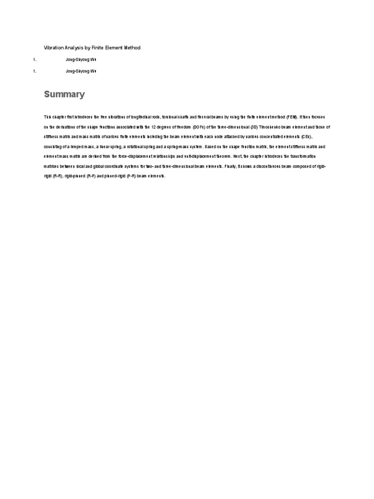 Vibration by Finite Element Method | PDF | Science & Mathematics