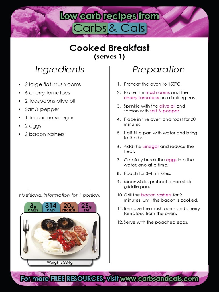 Carbs and Cals Low Carb Recipes PDF PDF Bacon Salad