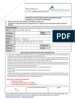 Emergency Health Insurance Form