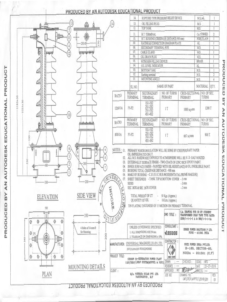 CT Drawing REV | Download Free PDF | Insulator (Electricity) | Chemistry