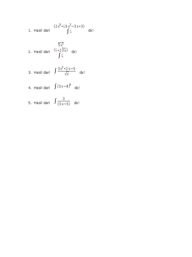 Soal Essay Matematika Kelas 11 tentang Integral