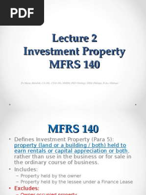 Lecture 11 Investment Property Pdf Depreciation Business Economics