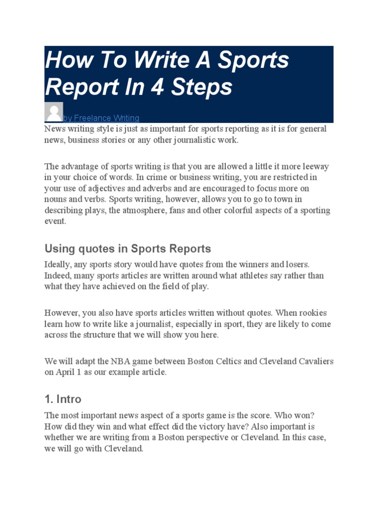 research report about sports