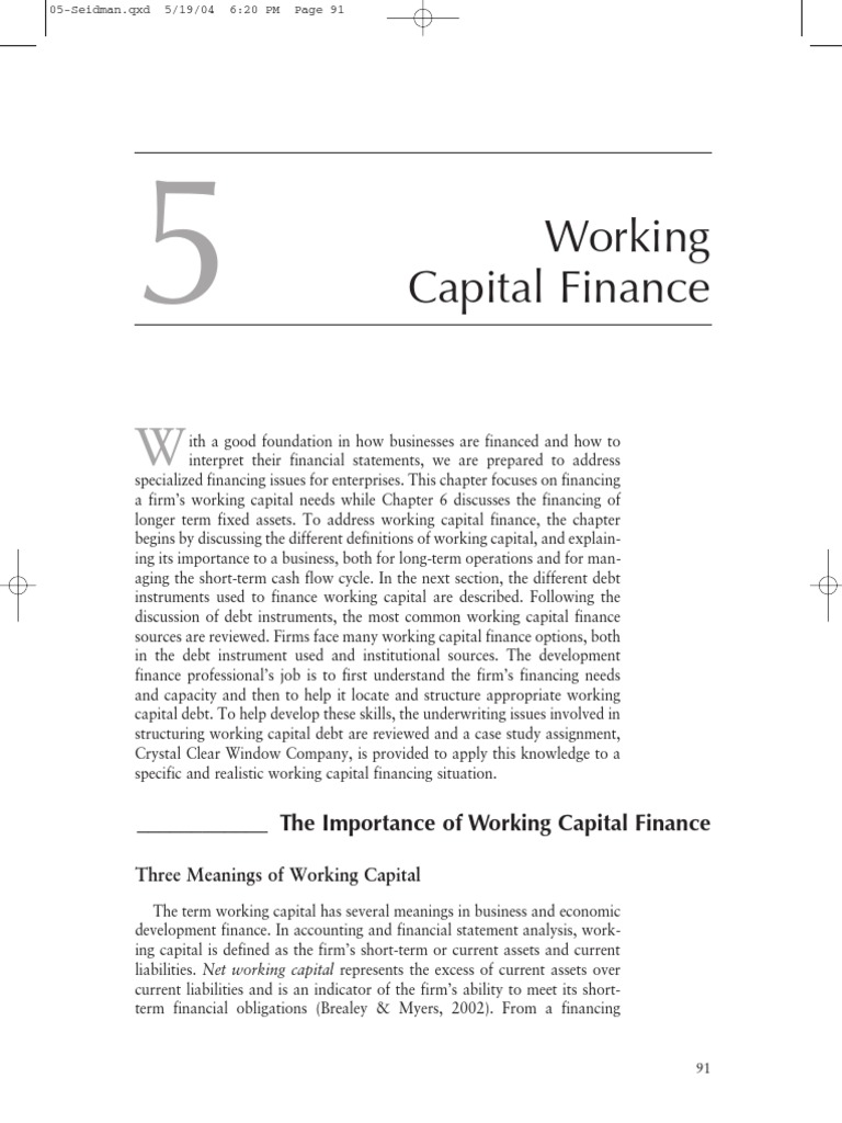 Working Capital Finance Essentials | PDF | Loans | Working Capital
