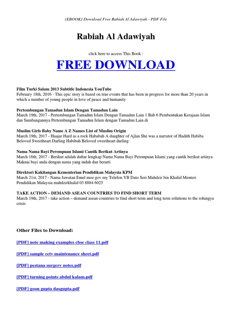 Free Download: Rabiah Al Adawiyah PDF | PDF | Computing And Information ...