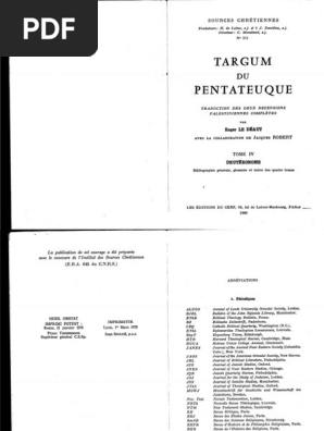 Roger Le Deaut, Targum Du Pentateuque IV - Deuteronome | PDF.