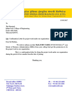 Project Confirmation Letter for MBA Student