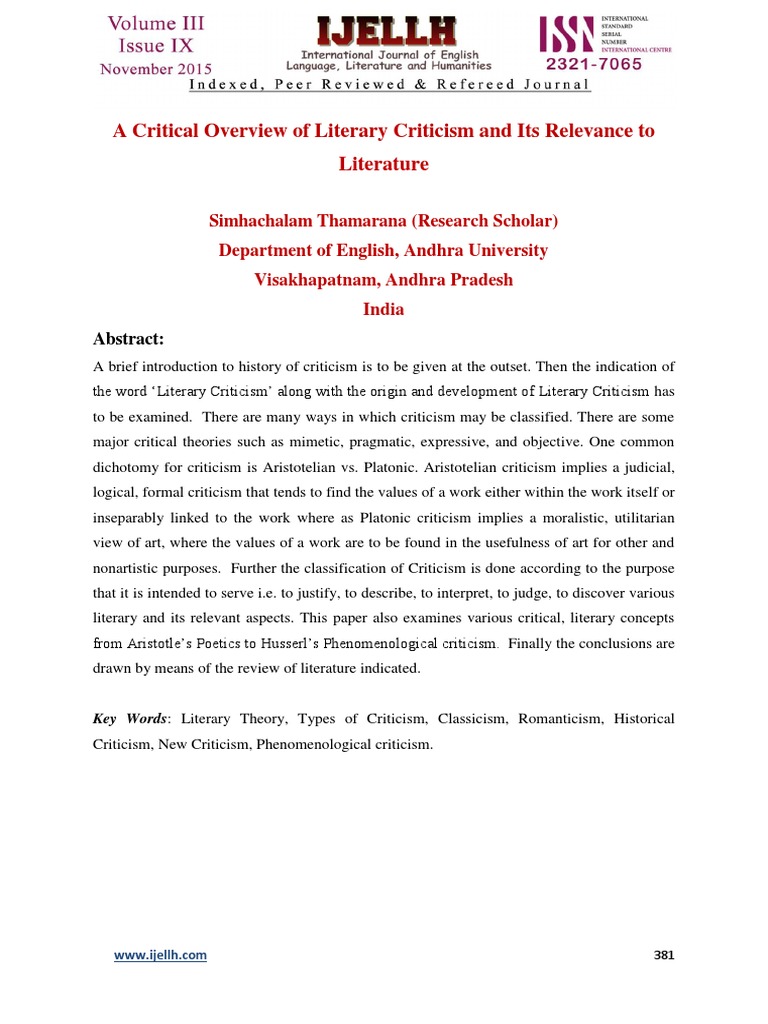 Overview of Literary Criticism Types | PDF | Poetics (Aristotle ...