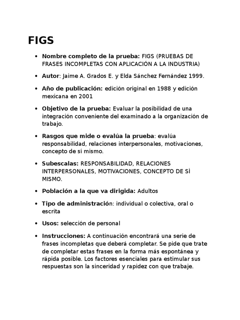 Ficha Técnica de FIGS
