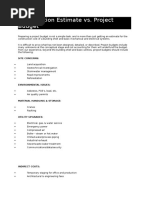 Construction Estimate v Project Budget
