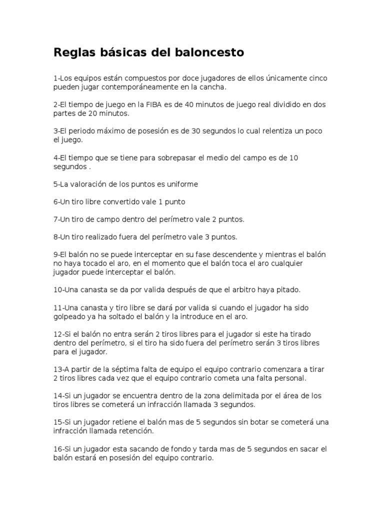 Reglas Básicas Del Baloncesto Posiciones de baloncesto Deportes