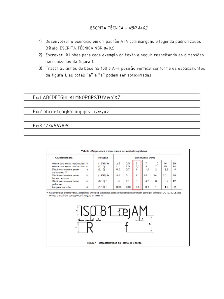 Exercício de Escrita Técnica NBR 8402 | PDF