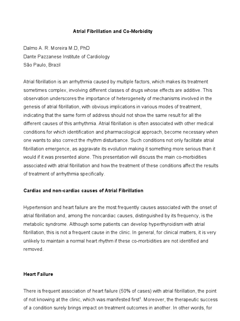 Atrial Fibrillation & Co-Morbidities | PDF | Comorbidity | Heart Failure