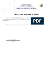 Tejero Elementary School: Certification of First Day of Service