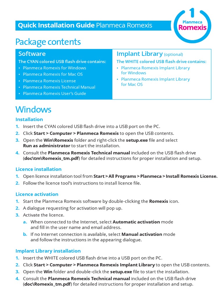Quick Installation Guide Romexis Pdf Installation Computer