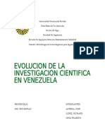 Evoluciion de La Investigacion Cientifica en Venezuela