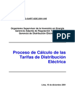 Proceso de Calculo de Las Tarifas de Distribución Electrica - 2001