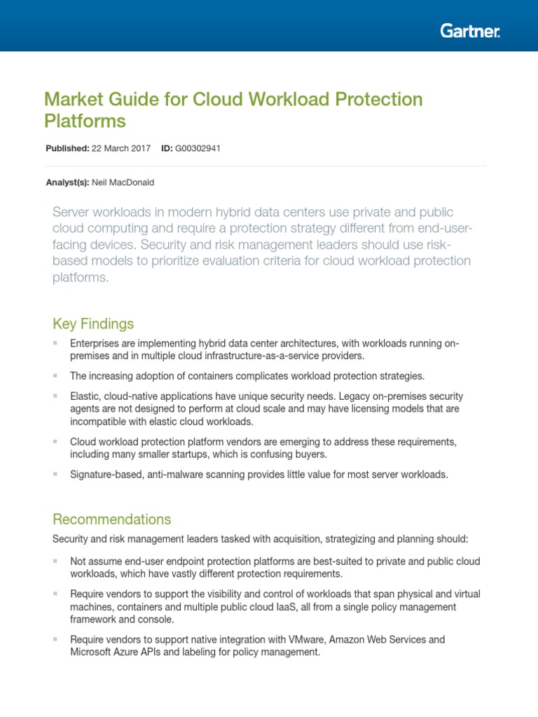 Gartner Market Guide For CWPP 2017 | PDF | Cloud Computing ...