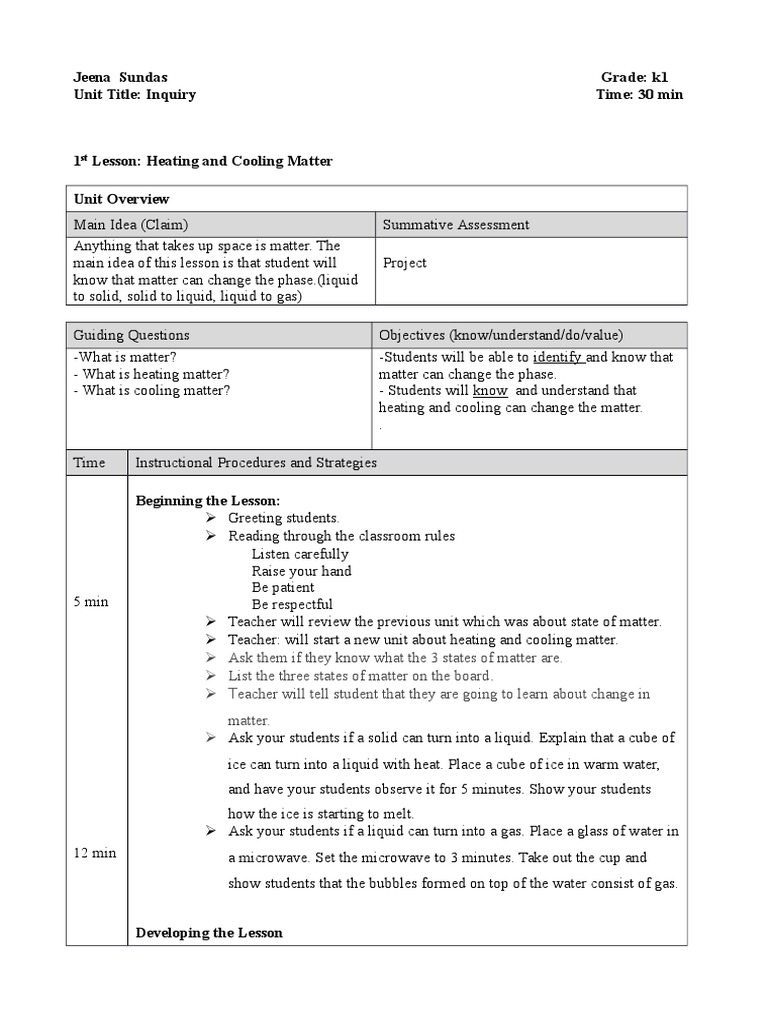 Final Lesson Plan Science | PDF