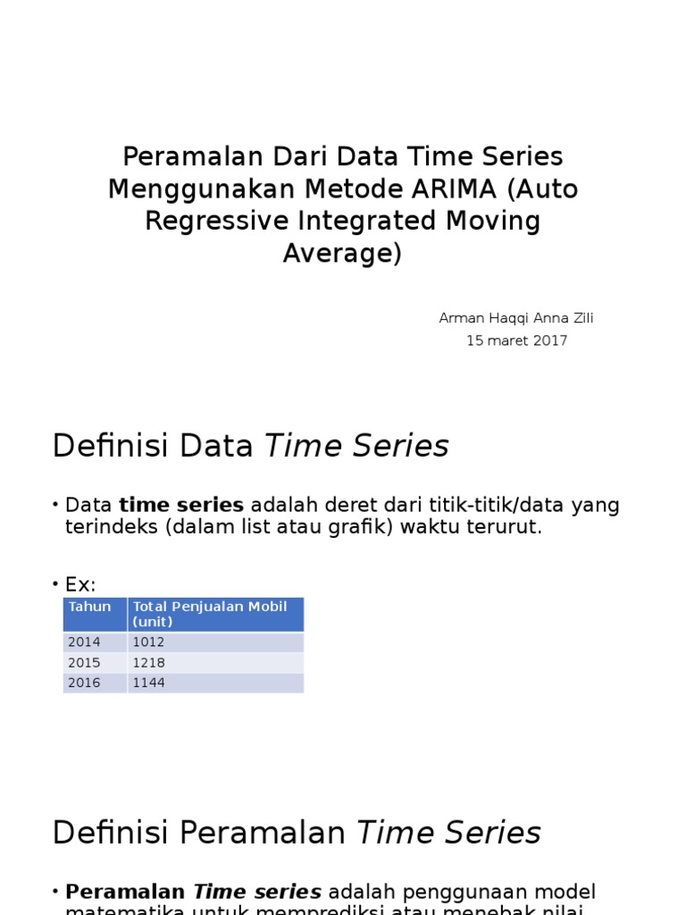 Peramalan Dari Data Time Series Menggunakan Metode Arima 2