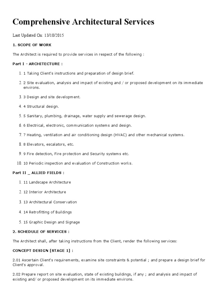 Comprehensive Architectural Services Overview | PDF | Construction ...