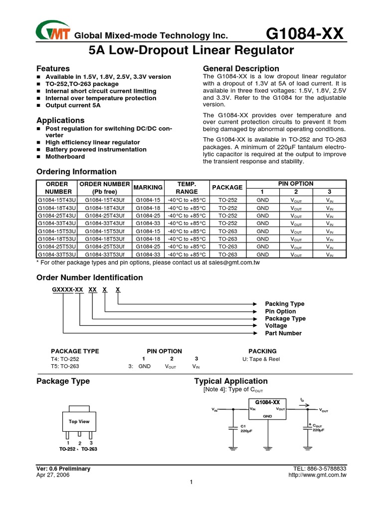 Regulador de Voltaje Lineal 3.3v G1084-33 | PDF | Computer Engineering ...