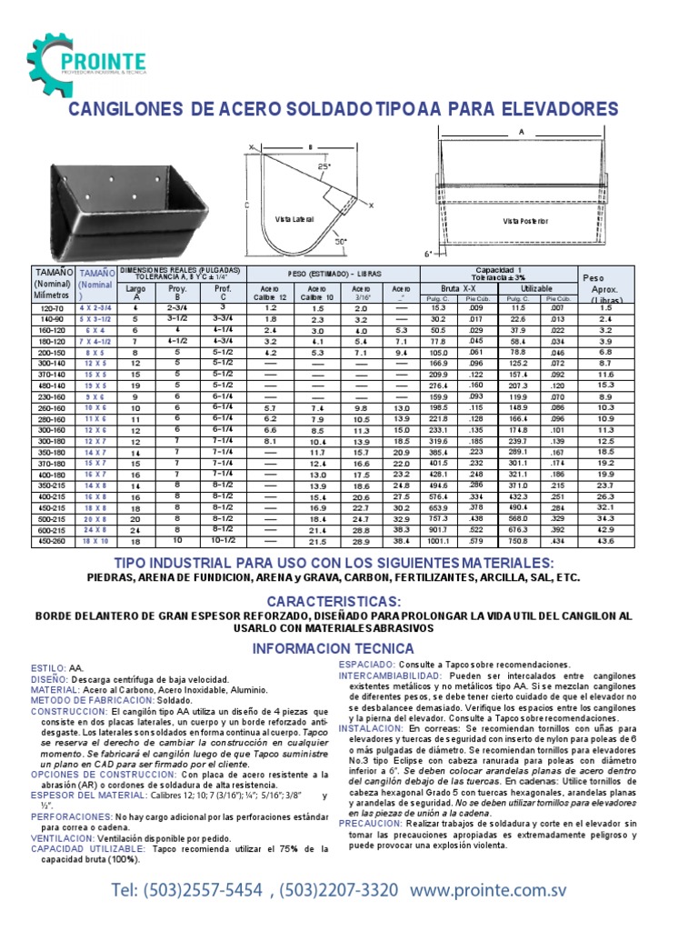 CANGILONES TAPCO acero aa.pdf | Tornillo | Acero