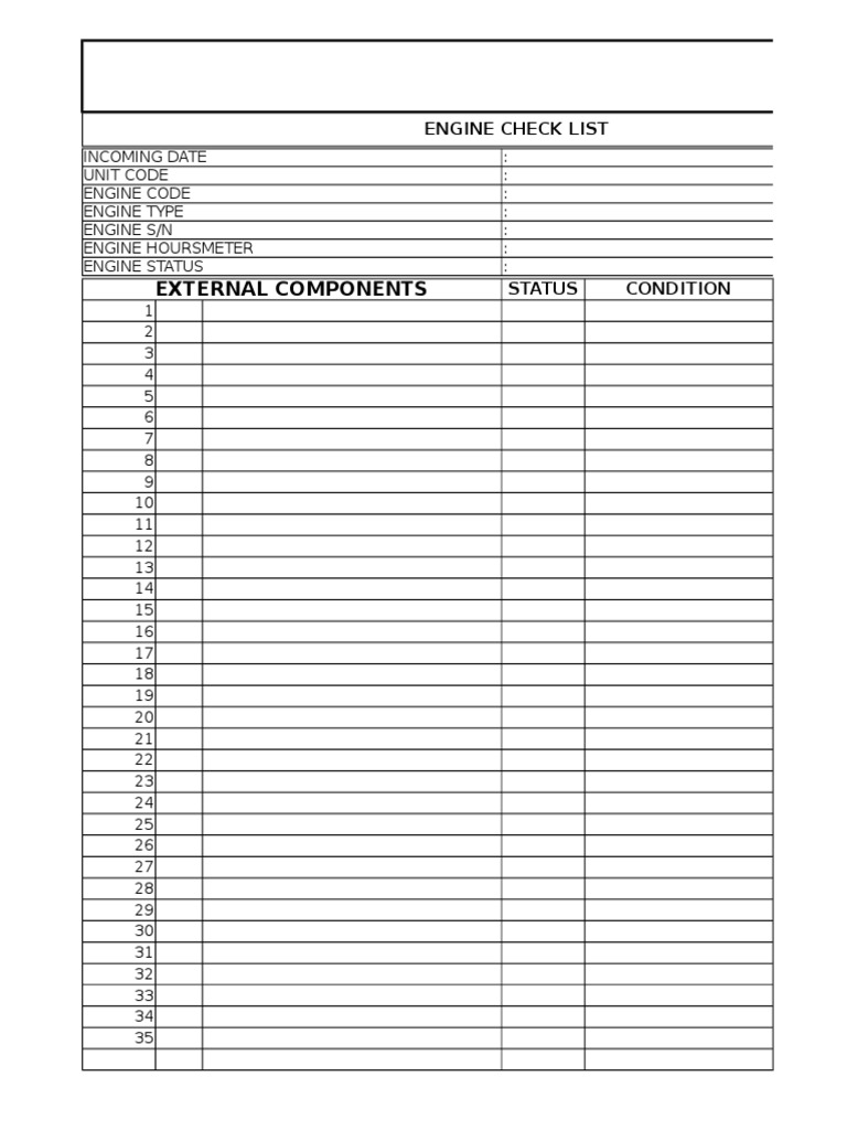 Engine Check List Overview | PDF | Software Engineering | Computer ...