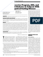 Supervised Exercise Program, BMI, and Risk of Type 2 Diabetes in Subjects With Normal or Impaired Fasting Glucose