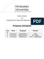 Hindustan University: Program Schedule