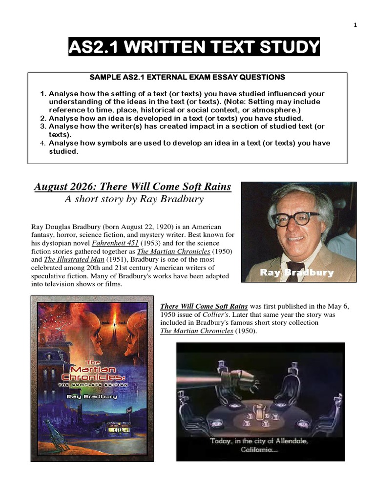 there will come soft rains story and poem and tasks bklt Ray Bradbury