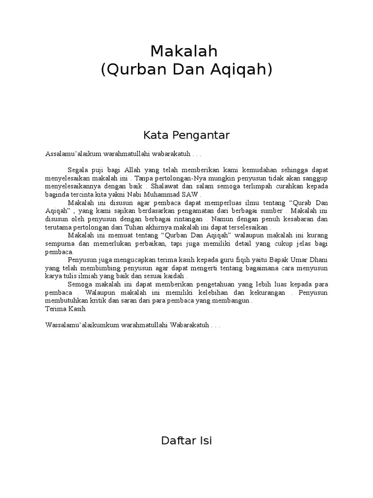 Contoh Makalah Qurban Dan Aqiqah