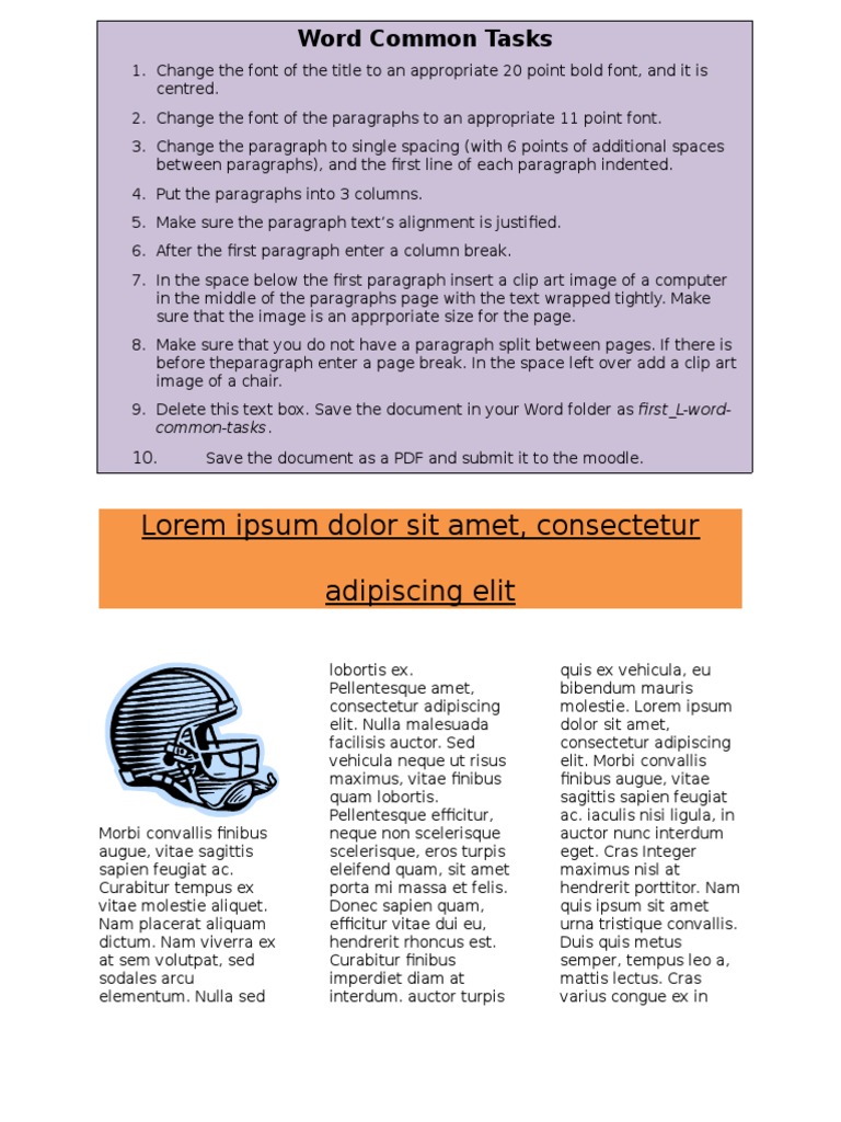 Word Document Formatting Tasks | PDF | Printing | Text