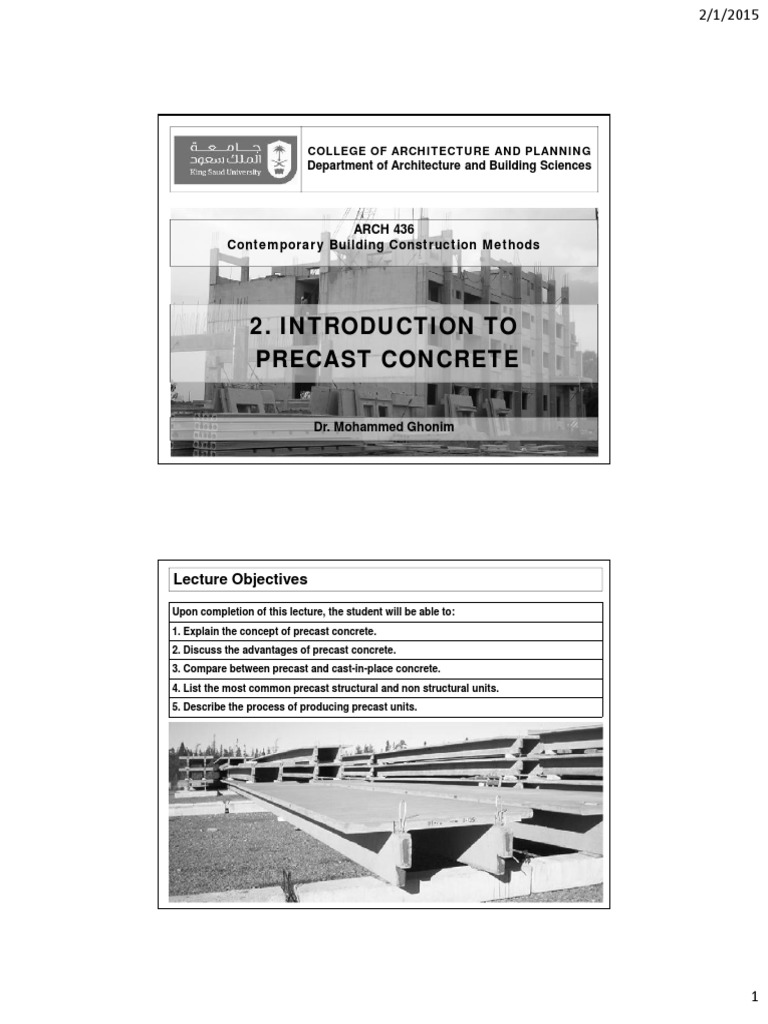 2 - Introduction To Precast Concrete PDF | PDF | Precast Concrete ...