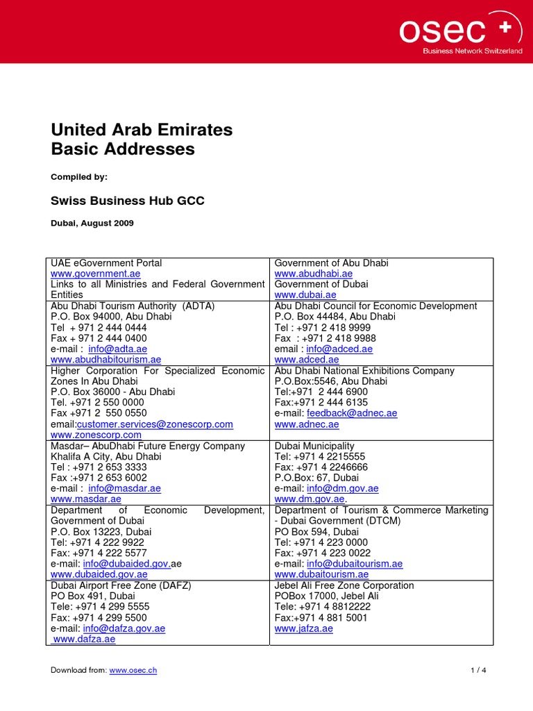 UAE Government and Business Contacts | PDF | Dubai | United Arab Emirates