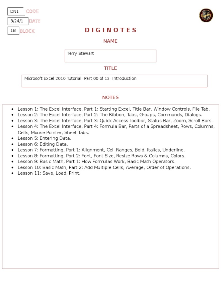 Excel 2010 Tutorial: Introduction Guide | PDF | Teaching Methods ...