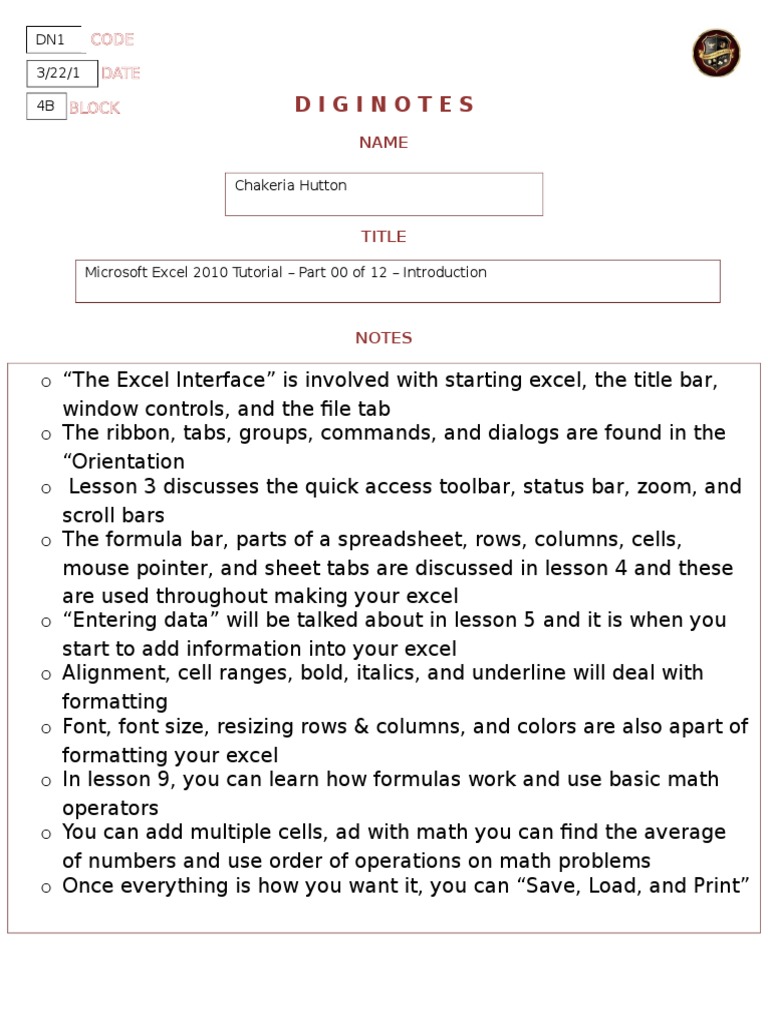 Excel 2010 Tutorial: Introduction Guide | PDF | Art | Computers