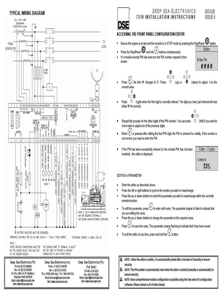 Wiring Diagram DSE7310 | Timer | Electric Generator