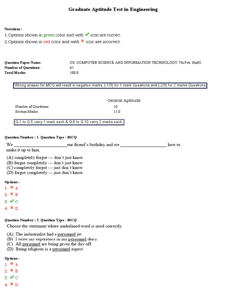 CS: Computer Science and Information Technology 7Th Feb Shift2 65 100.0 ...