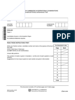 Cambridge Primary Achievement Test English Paper 1 May/June 2009