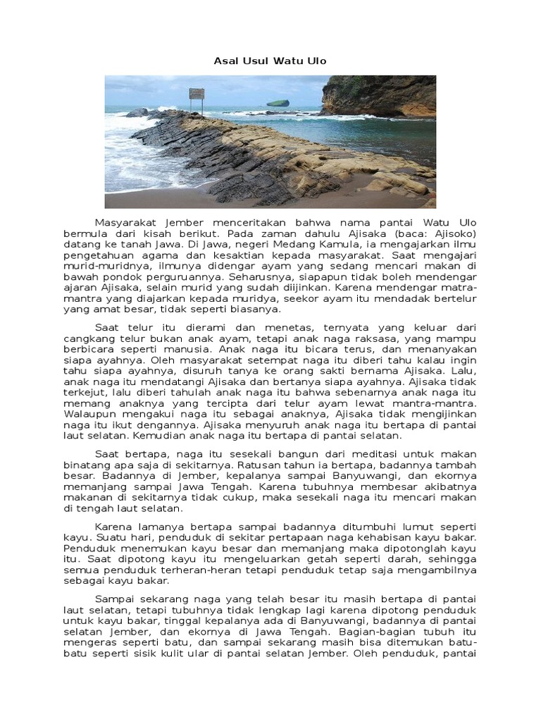 Tugas Rahmat Asal Usul Watu Ulo