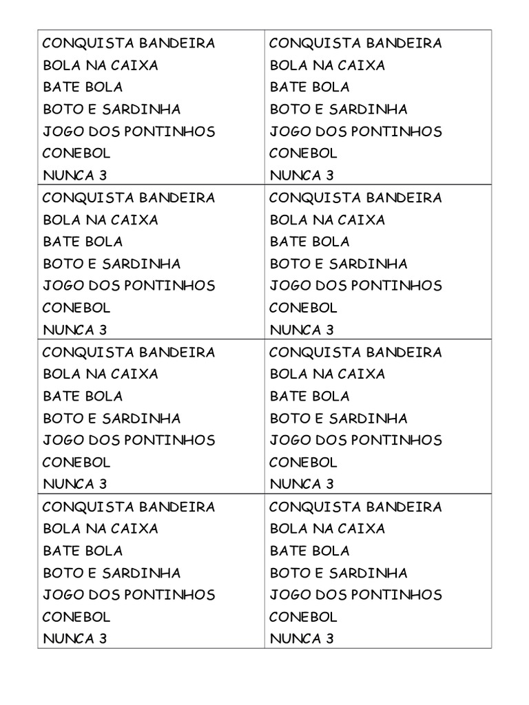 Lista de Brincadeiras Infantis Diversas | PDF