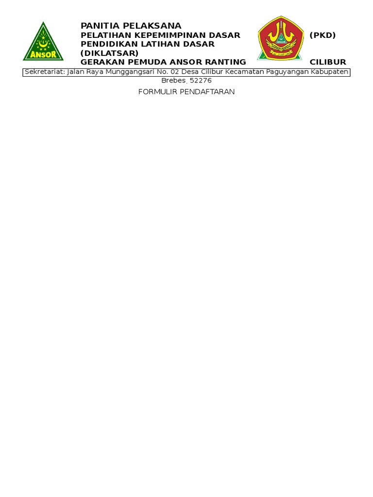 Kop Surat Ansor Ranting Contoh Kop Surat