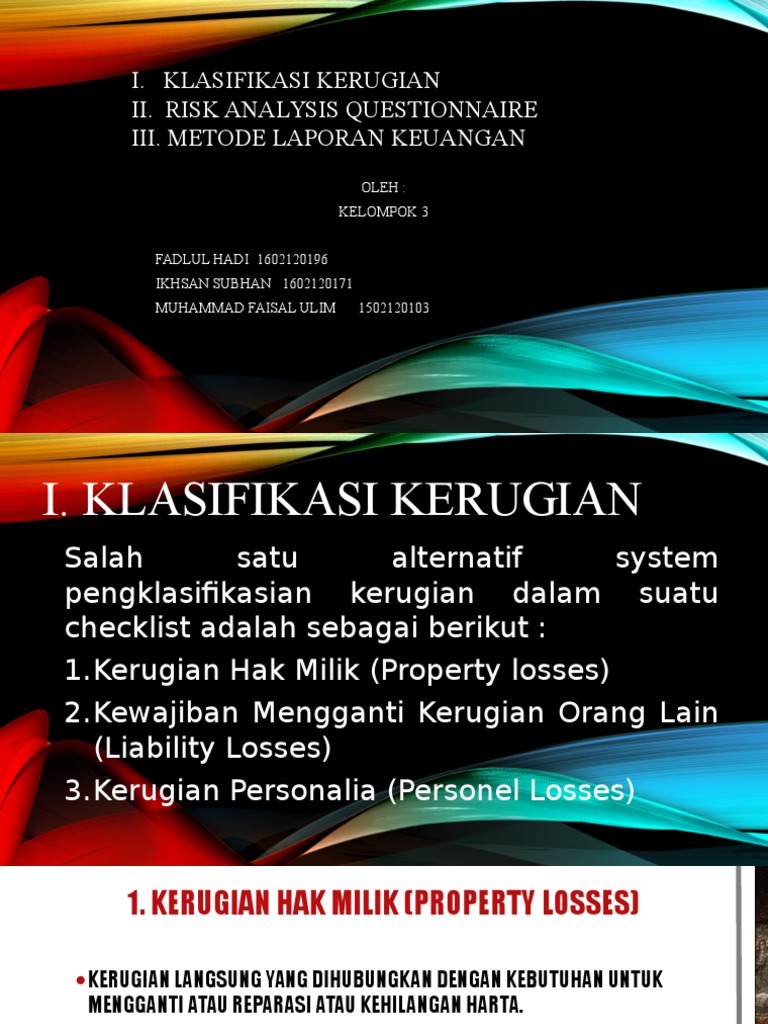 Klasifikasi Kerugian dan Analisis Risiko | PDF