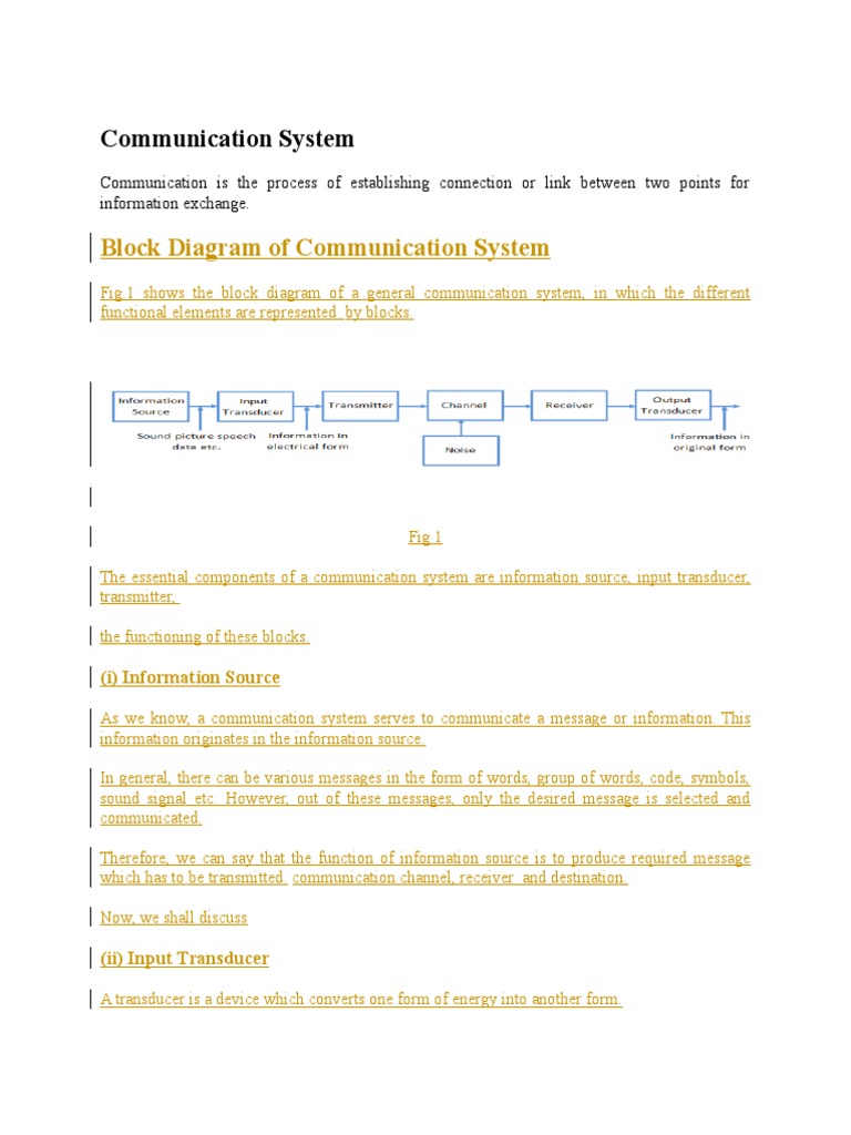 Block Diagram of Communication System | PDF | Communications System ...