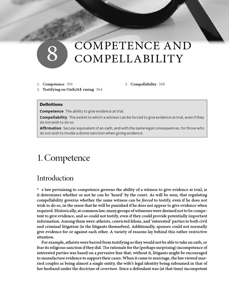 Competence Compellability Download Free Pdf Witness Oath