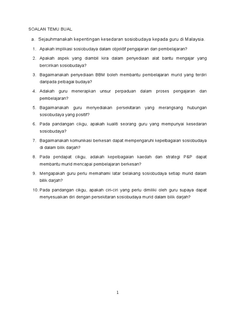 Soalan Temu Bual  PDF