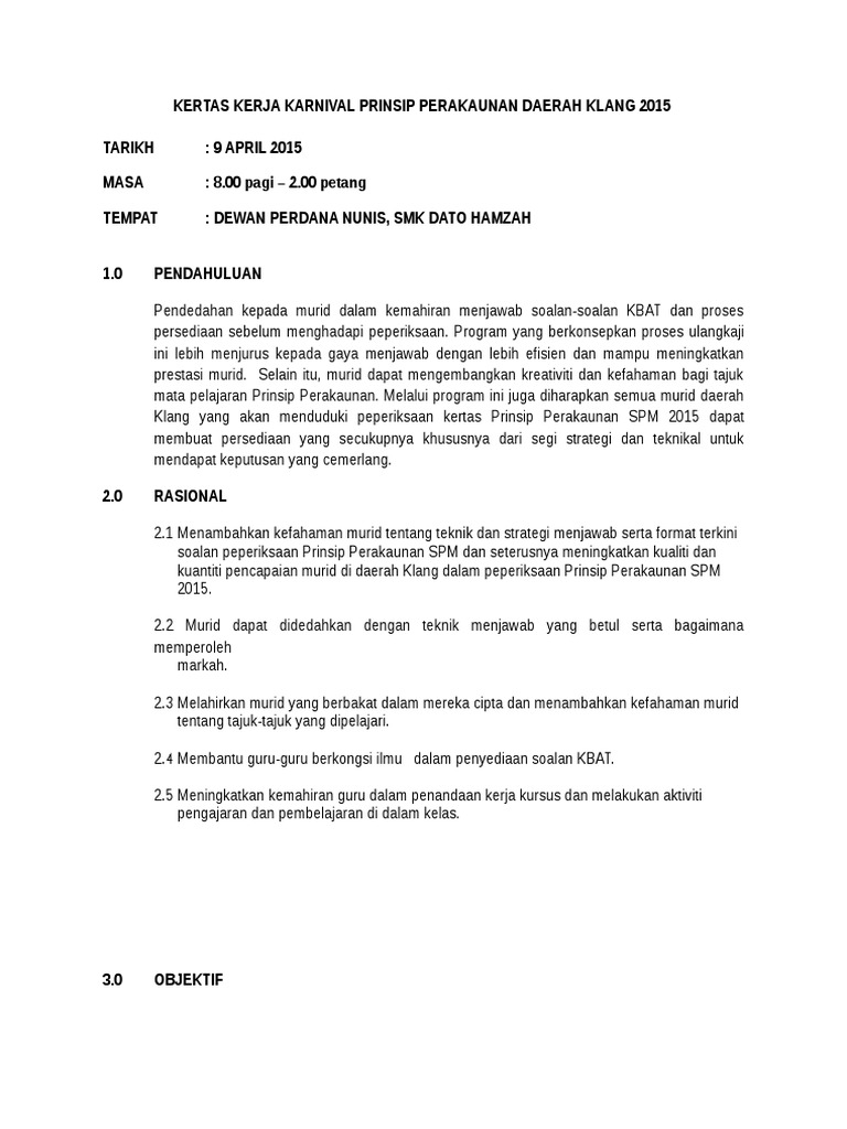 Kertas Kerja Karnival Prinsip Perakaunan Daerah Klang 2015 Pdf