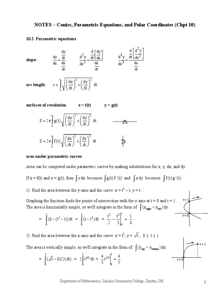 NOTES - Conics, Parametric Equations, and Polar Coordinates (CHPT 10 ...