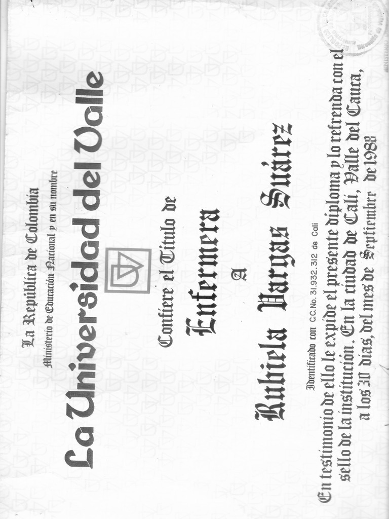 Diploma Enfermera Rubiela V S PDF